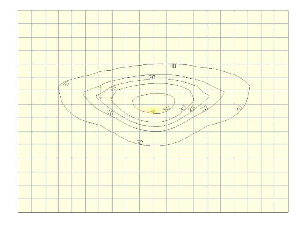 Lux Diagram for 20W LED at 4 meters high