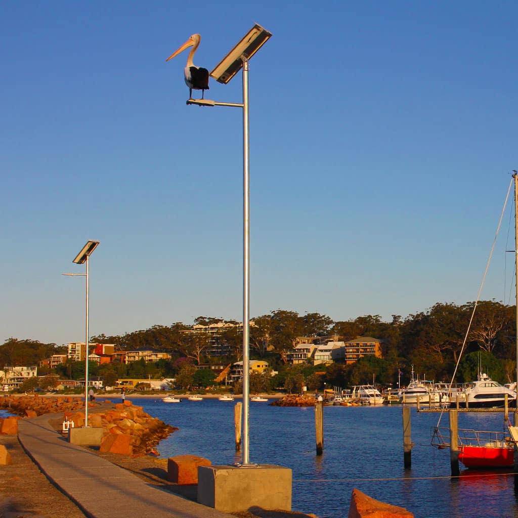 Solar Street Lights - Single Arm - 80W 30Ah 10W LED with a pelican