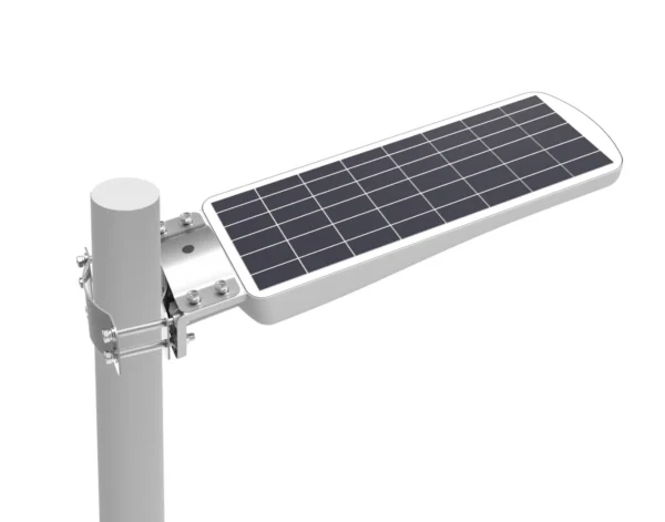 Solar panel mounted on a streetlight pole