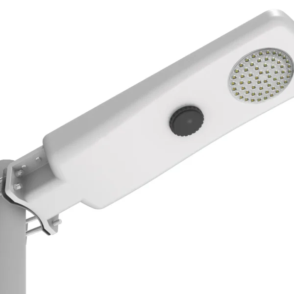 Close-up of a modern LED streetlight.